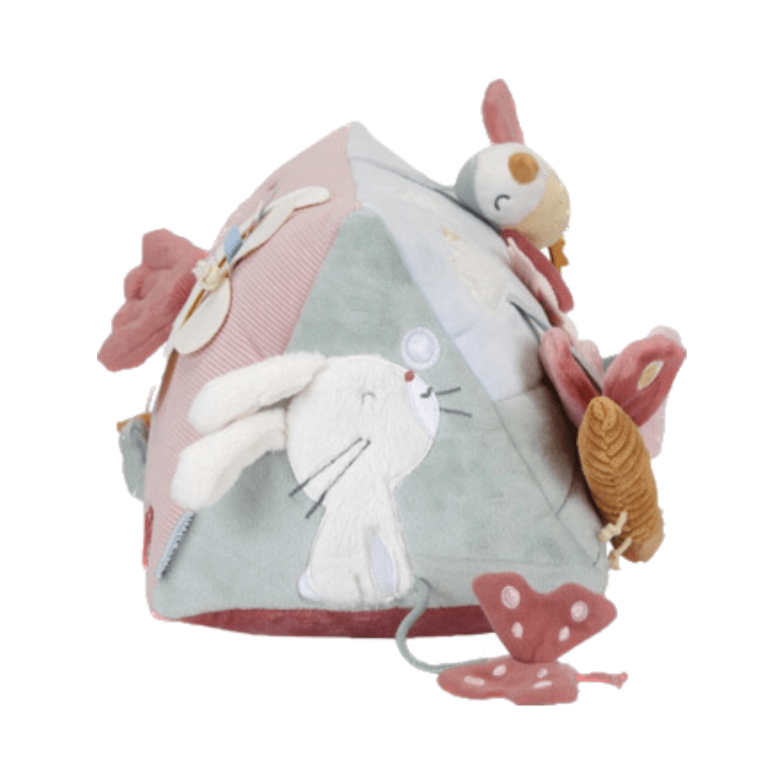 Cojín triangular de actividades Mariposas-Flores