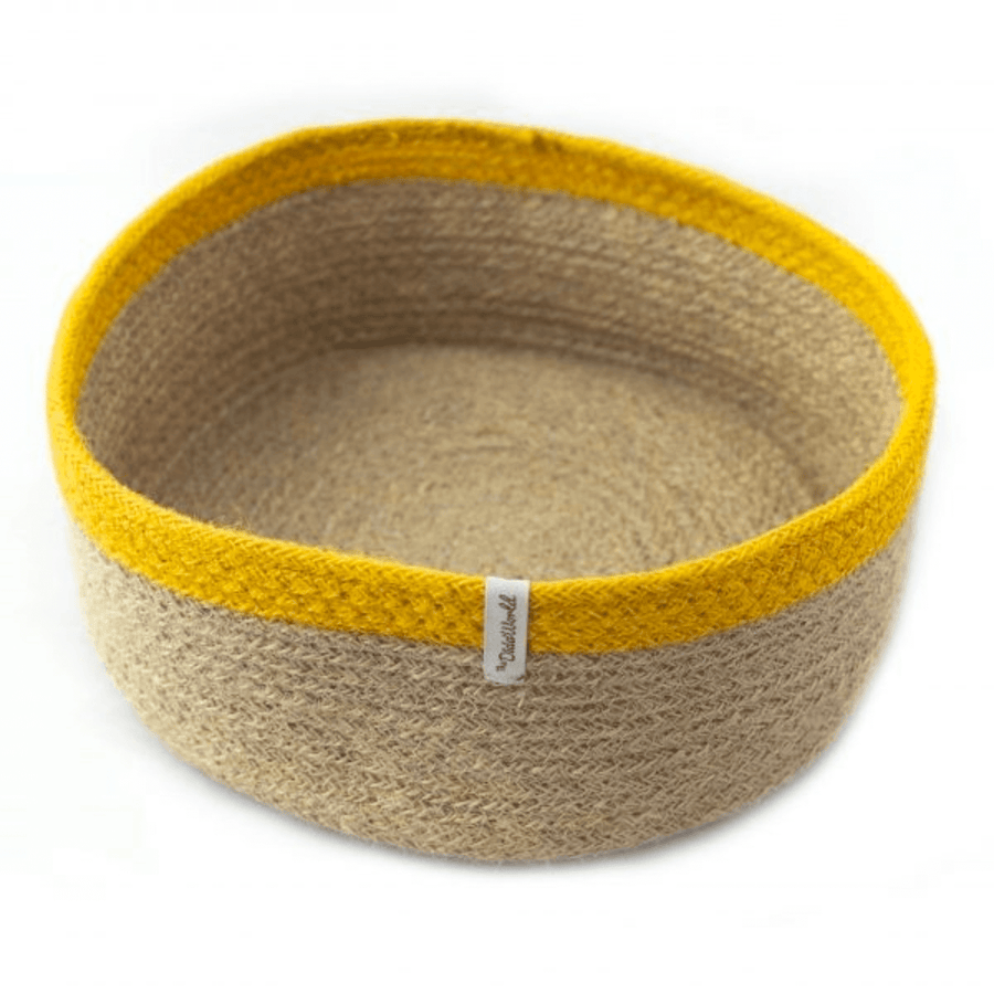 cesta yute con borde amarillo
