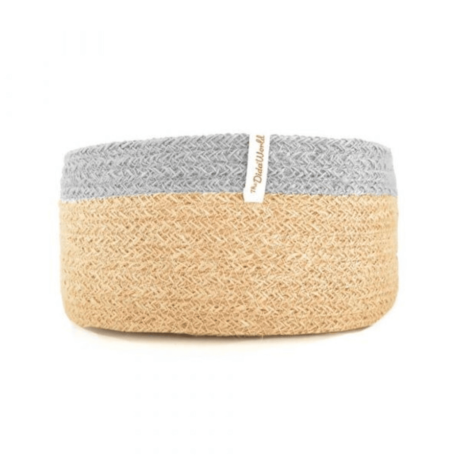 cesta yute con borde gris